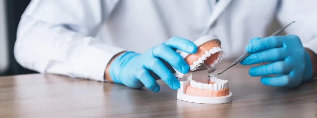 dentist explaining where patient will need TMJ treatment